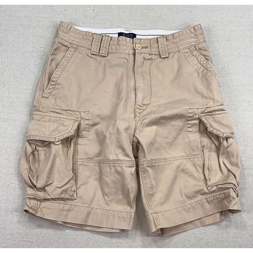 Polo Ralph Lauren Mens 31 Cargo Shorts Tan Khaki Cotton Twill Utility